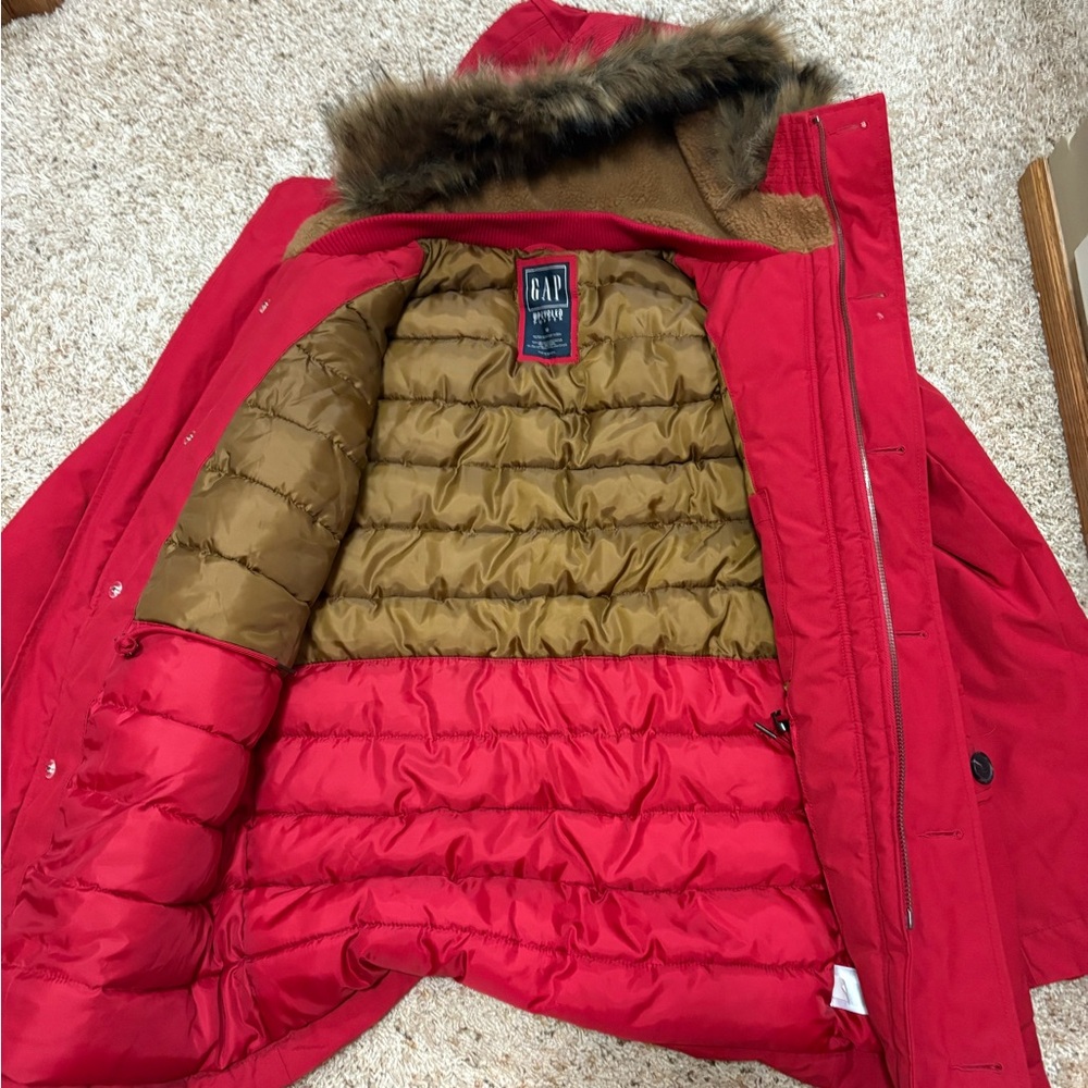 M boys Gap Heavyweight Up-cycled Parka, cherry red